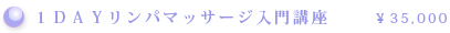 1DAYリンパマッサージ入門講座 \35,000